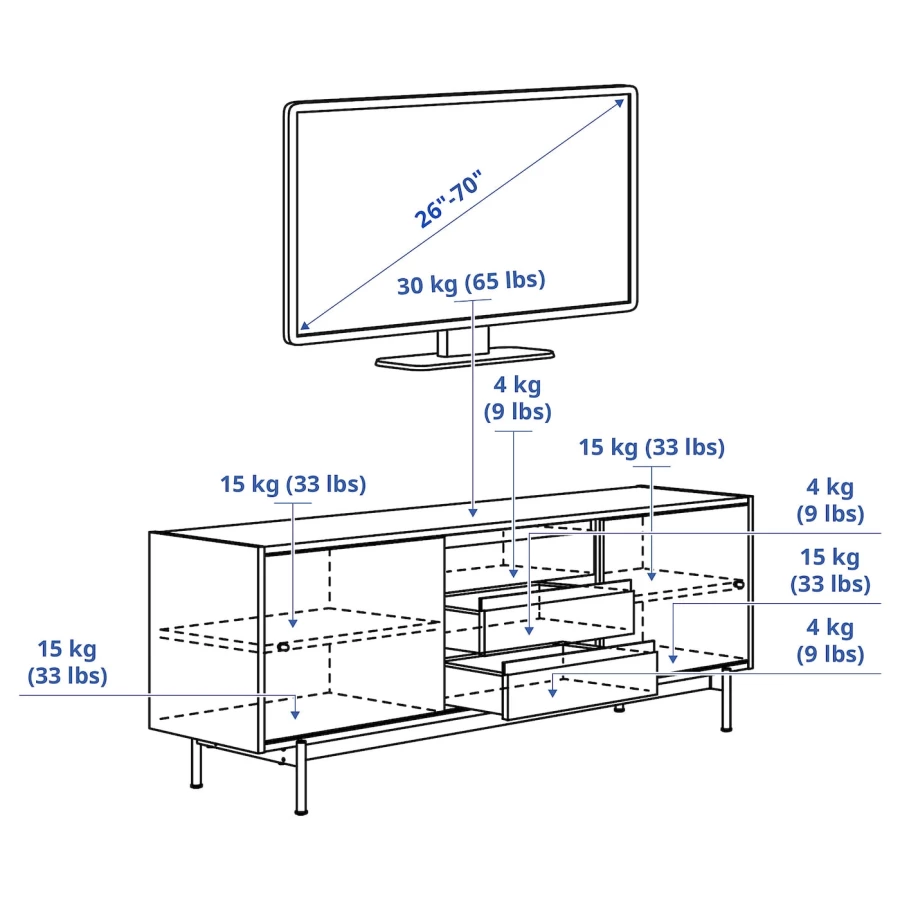 Тумба под ТВ - IKEA RÅDMANSÖ/РЭДМАНСЁ ИКЕА, 176х48х66 см, коричневый (изображение №3)
