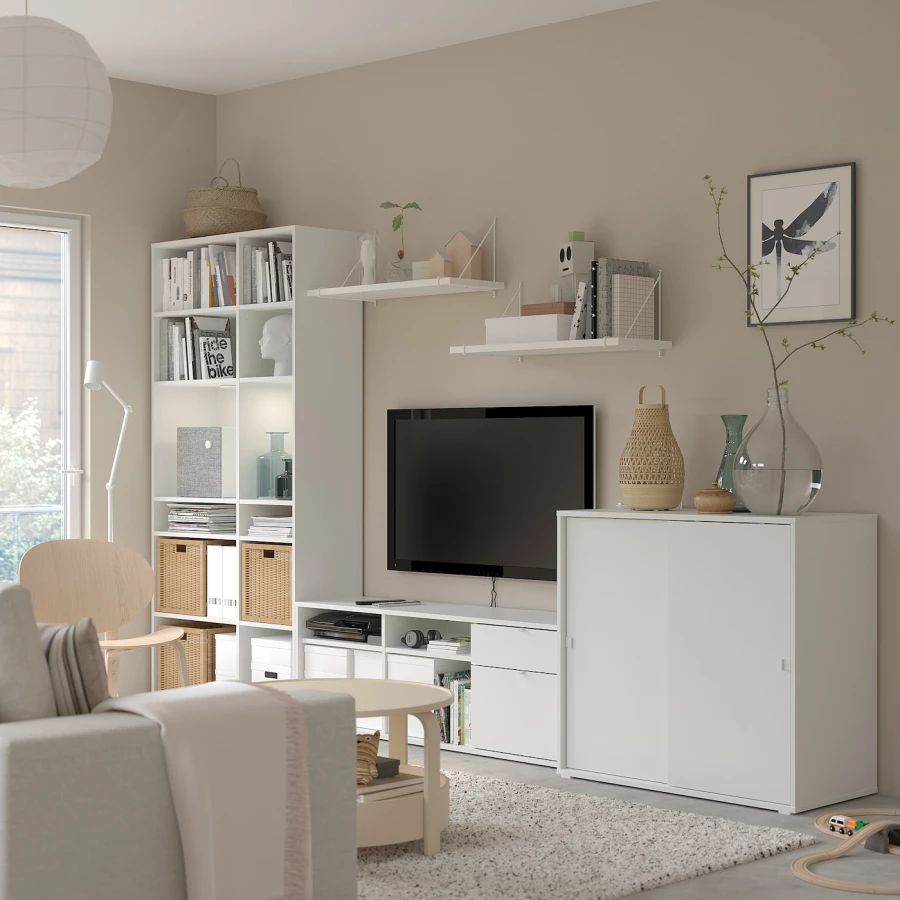 Шкаф для ТВ - IKEA VIHALS, 200x47x337cм, белый, ВИХАЛС ИКЕА (изображение №2)