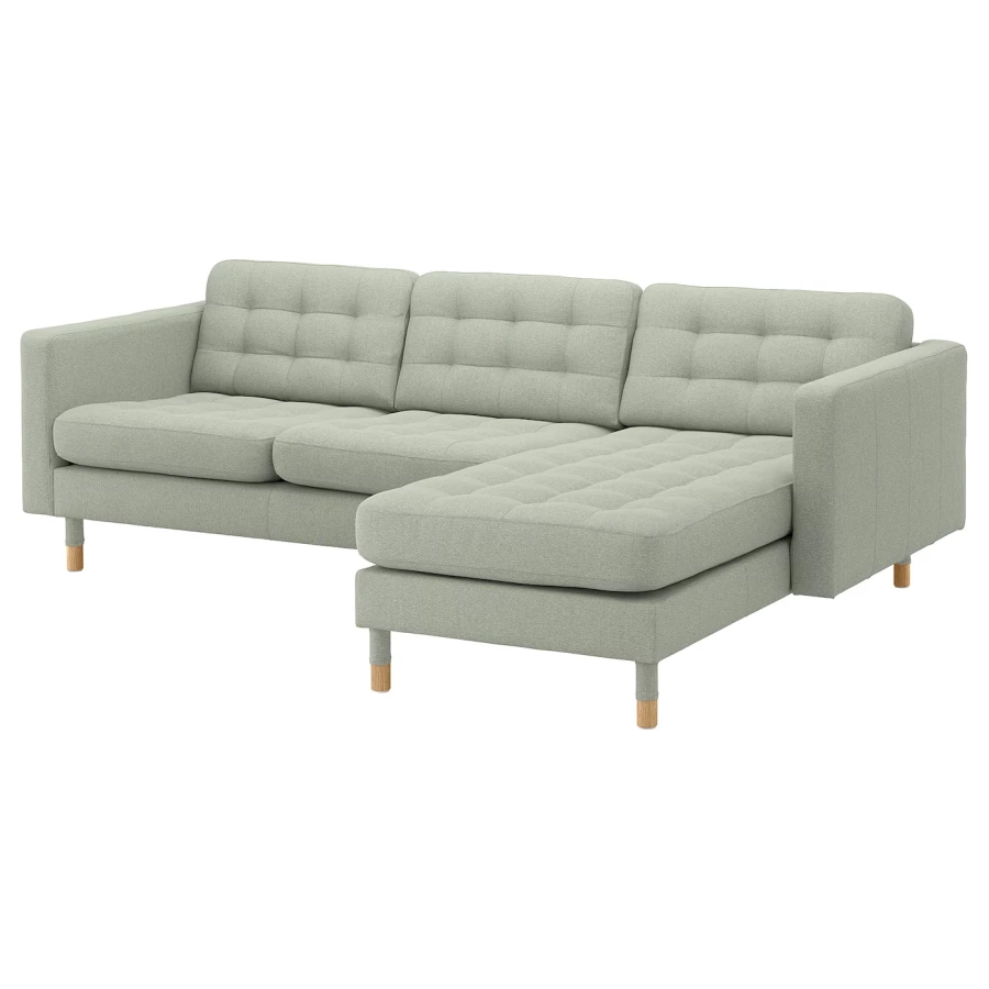 3-местный диван с шезлонгом - IKEA LANDSKRONA, 89x240см, светло-серый, ЛАНДСКРУНА ИКЕА (изображение №1)