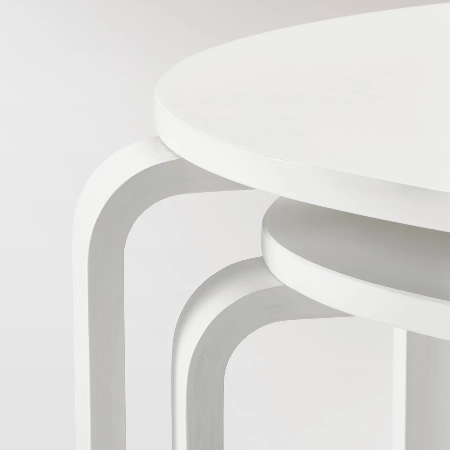 Комплект журнальных столиков - IKEA SVALSTA /СВАЛЬСТА ИКЕА, 40х55х18/46х73х64 см, белый (изображение №4)