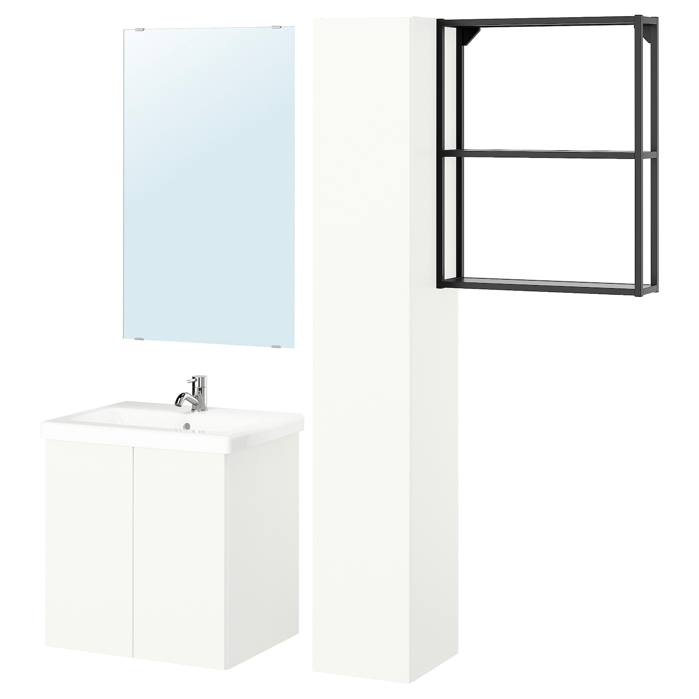 Комбинация для ванной - IKEA ENHET, 64х43х65 см, белый/антрацит, ЭНХЕТ ИКЕА