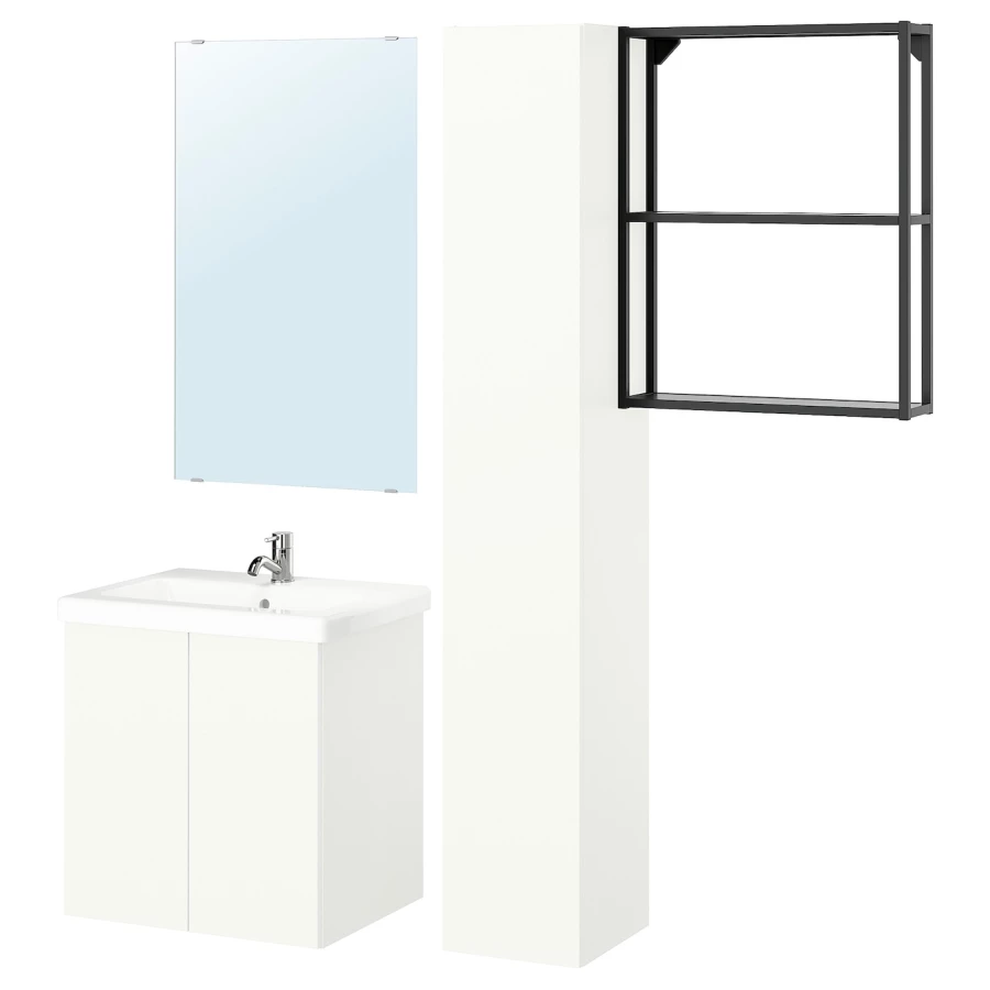 Комбинация для ванной - IKEA ENHET, 64х43х65 см, белый/антрацит, ЭНХЕТ ИКЕА (изображение №1)