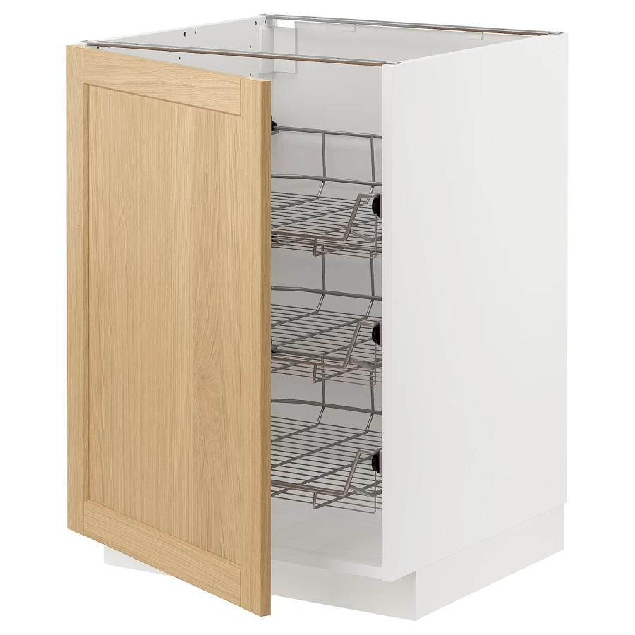 Напольный шкаф - METOD IKEA/ МЕТОД ИКЕА,  60х60 см, белый/под беленый дуб (изображение №1)