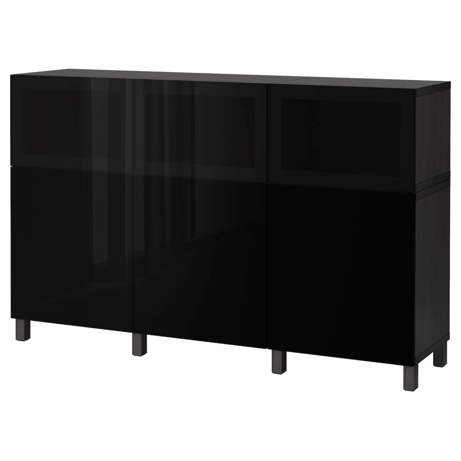 Комбинация для хранения - BESTÅ/ BESTА IKEA/ БЕСТА/БЕСТО ИКЕА, 180х112 см, черный (изображение №1)