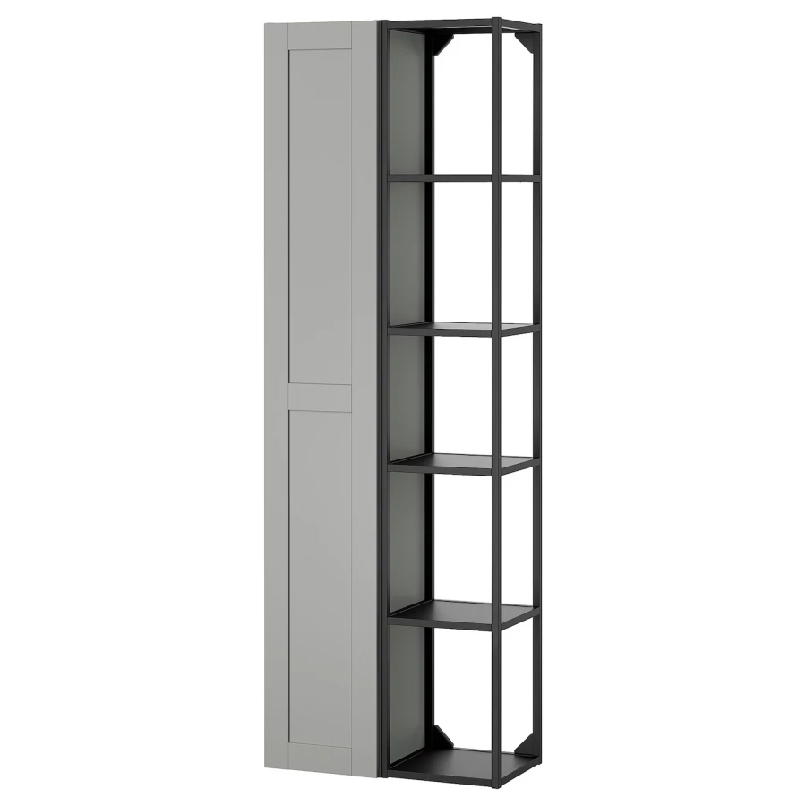 Книжный шкаф -  ENHET IKEA/ ЭНХЕТ ИКЕА, 180х60 см, белый/серый (изображение №1)