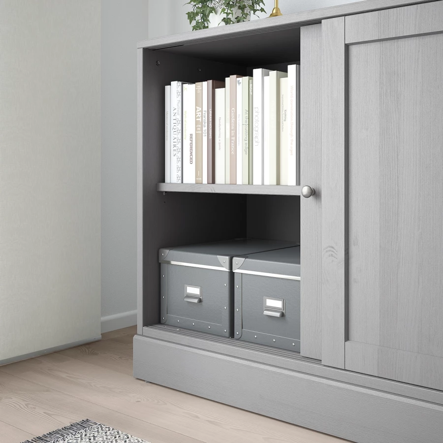 Шкаф с цоколем - IKEA HAVSTA, 121x89x47 см, серый ХАВСТА ИКЕА (изображение №5)