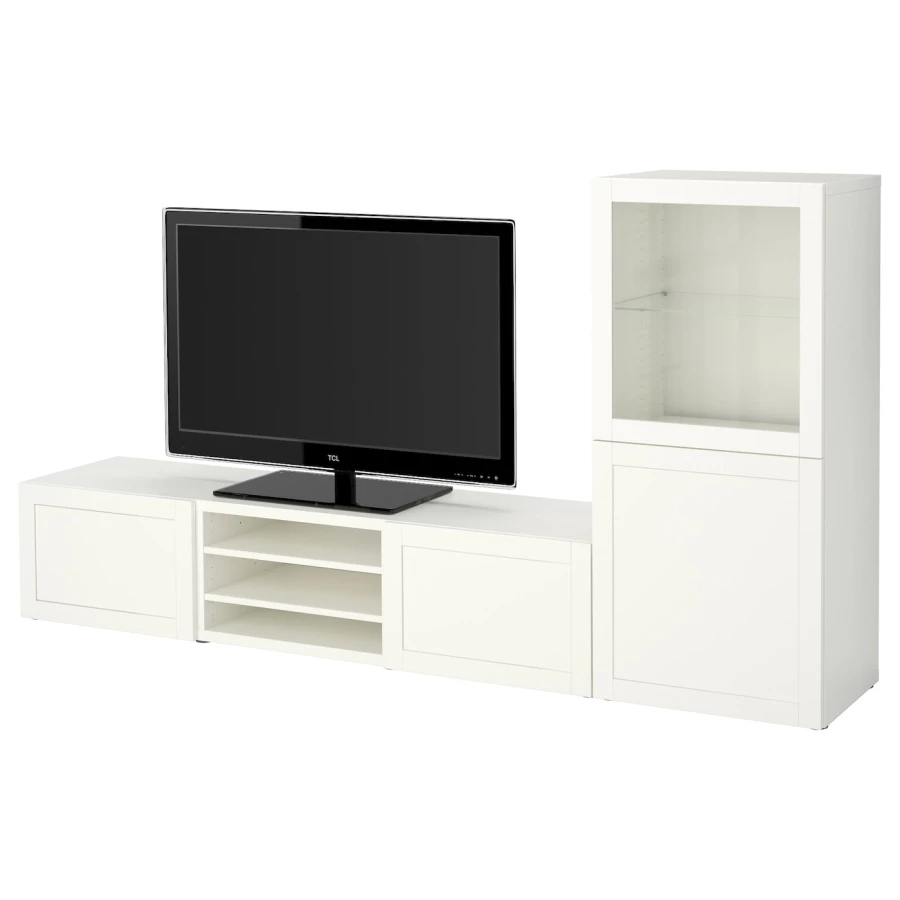 Комбинация для хранения ТВ - IKEA BESTÅ/BESTA, 129x42x290см, белый, БЕСТО ИКЕА (изображение №1)