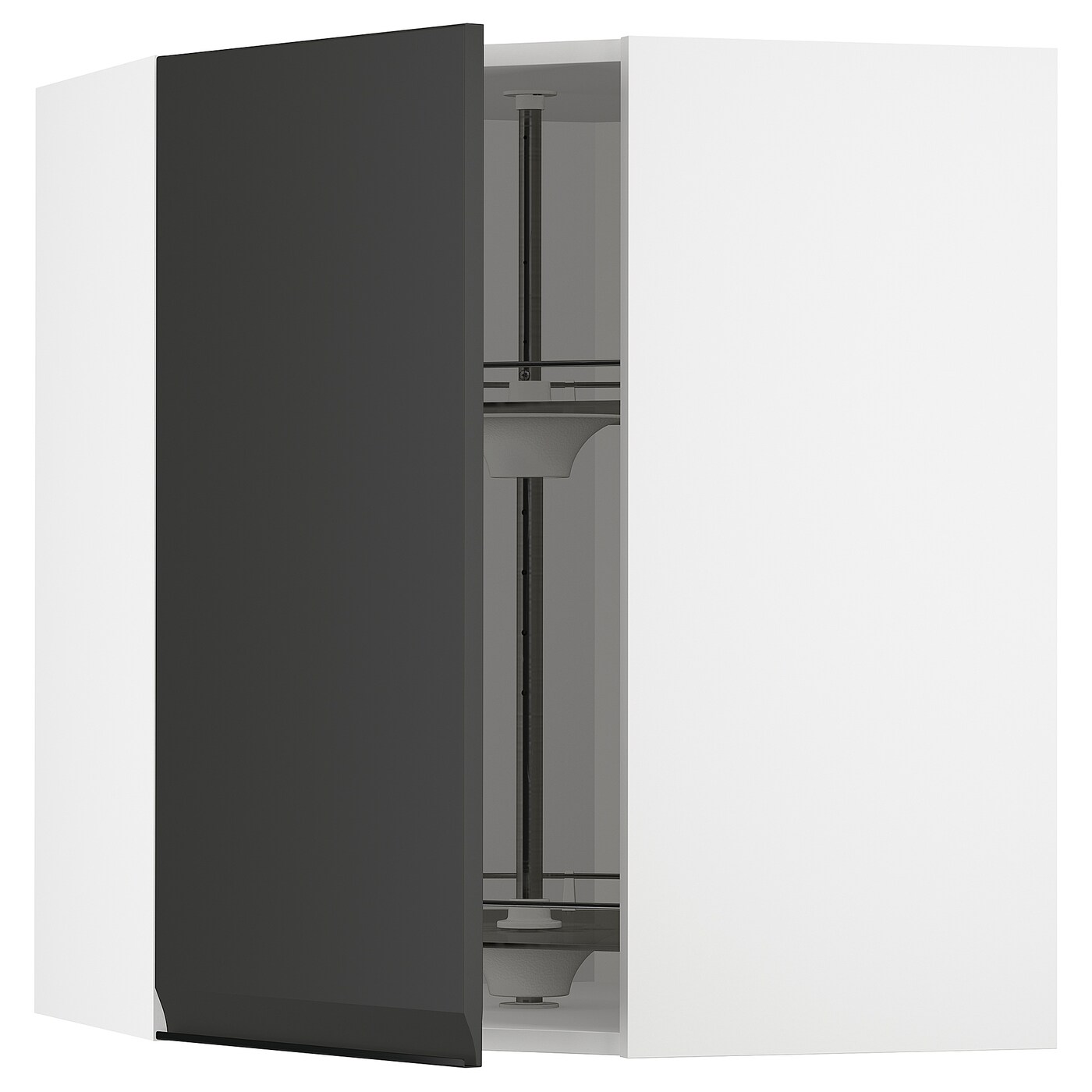Угловой навесной шкаф с каруселью - METOD  IKEA/  МЕТОД ИКЕА, 80х68 см, белый/черный