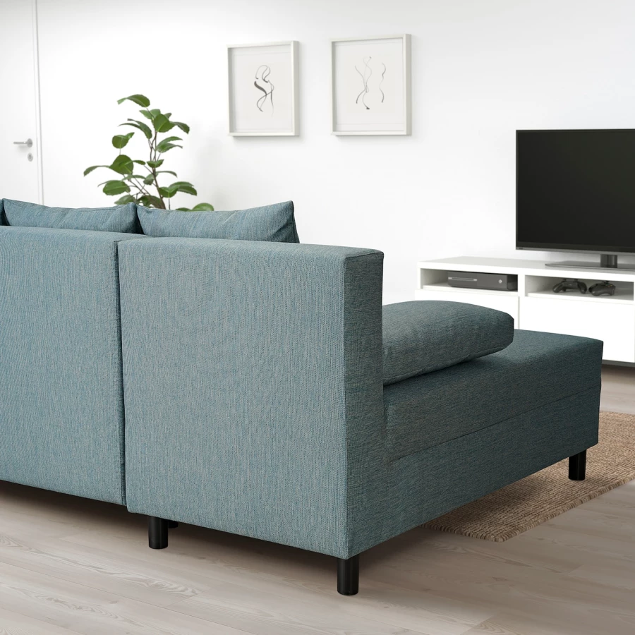 3-местный диван с бирюзовым шезлонгом - IKEA ANGSTA, 76,5x82x199см, голубой, АНГСТА ИКЕА (изображение №5)