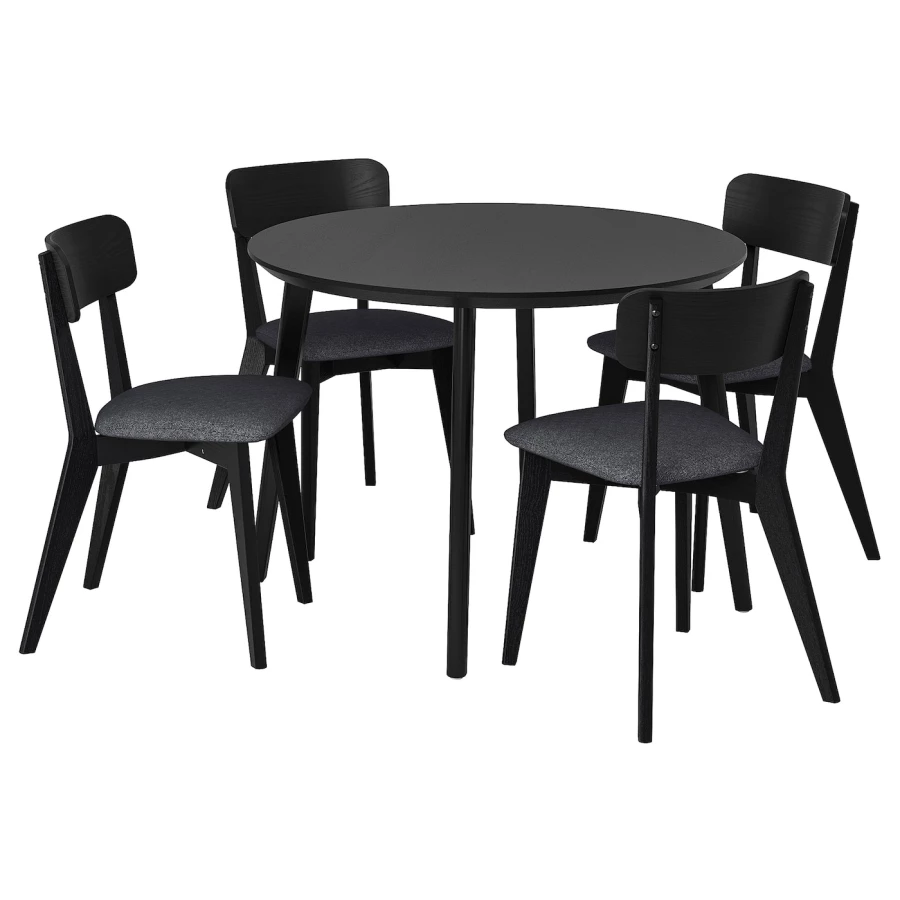 Стол и 4 стула - LISABO IKEA/ ЛИСАБО ИКЕА,  105х74 см, черный (изображение №1)