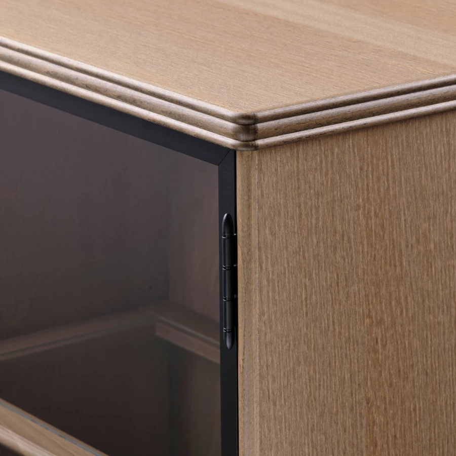 Шкаф для хранения  - LANESUND IKEA/ ЛАНЕСУНД ИКЕА, 121x37x152 см, коричневый/прозрачный (изображение №6)
