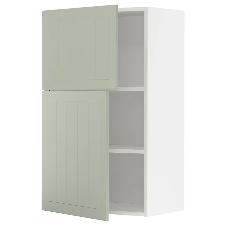 Навесной шкаф с полкой - METOD IKEA/ МЕТОД ИКЕА, 100х60 см,  белый/зеленый (изображение №1)
