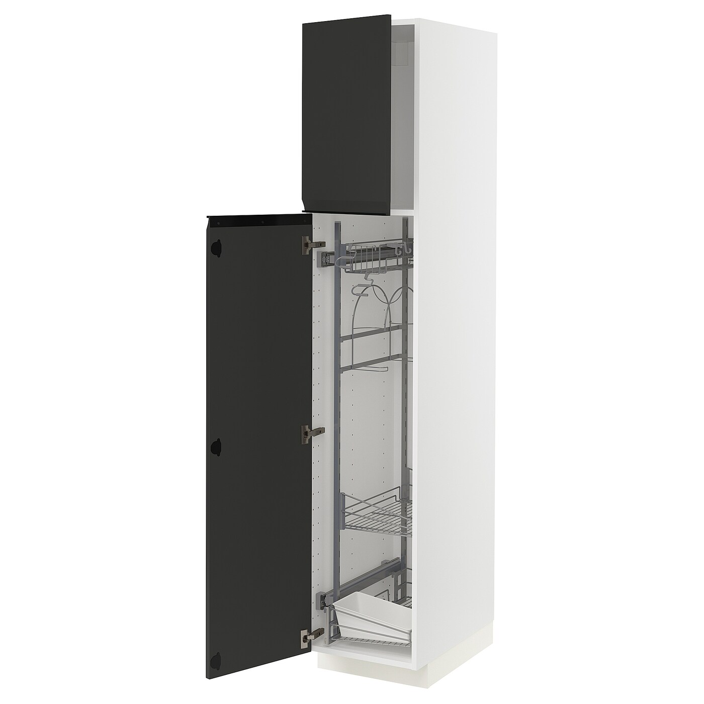 Высокий шкаф/бытовой - IKEA METOD/МЕТОД ИКЕА, 200х60х40 см, черный/белый