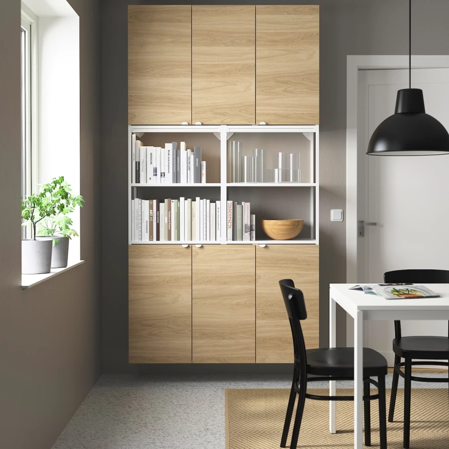 Книжный шкаф -  ENHET IKEA/ ЭНХЕТ ИКЕА, 225х120 см, белый/под беленый дуб (изображение №2)