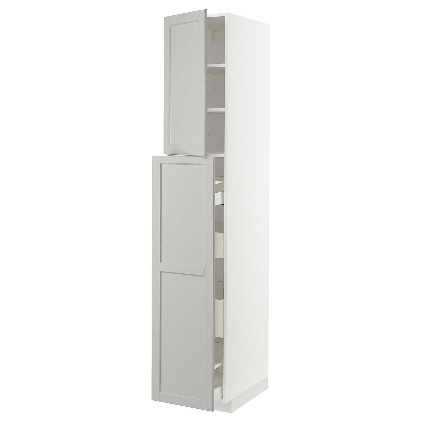 Высокий шкаф - IKEA METOD/MAXIMERA/МЕТОД/МАКСИМЕРА ИКЕА, 220х60х40 см, светло-серый/белый