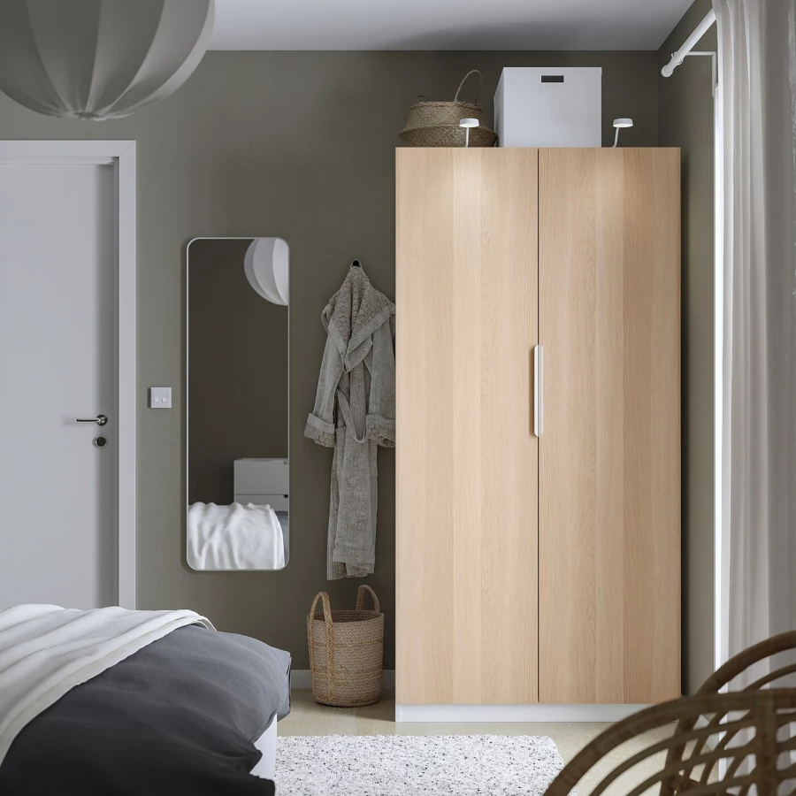 Шкаф - IKEA PAX/FORSAND/ПАКС/ФОРСАНД ИКЕА, 60х100х201,2 см, белый/светло-коричневый (изображение №3)