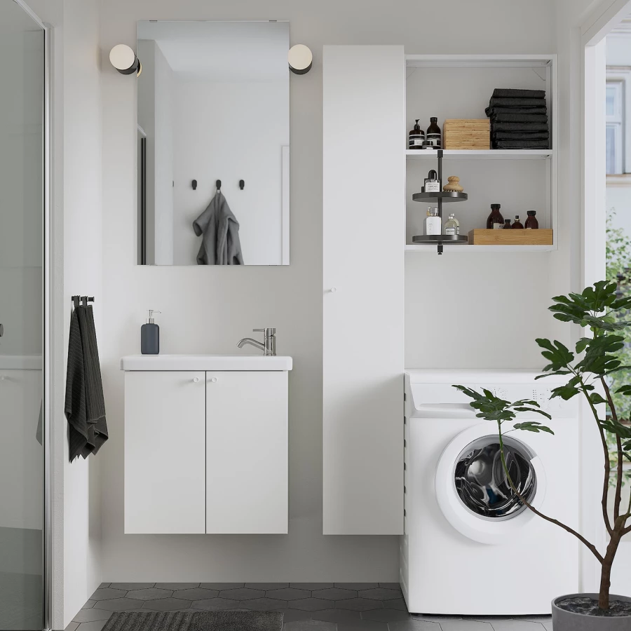 Комбинация для ванной - IKEA ENHET, 64х33х65 см, белый, ЭНХЕТ ИКЕА (изображение №3)