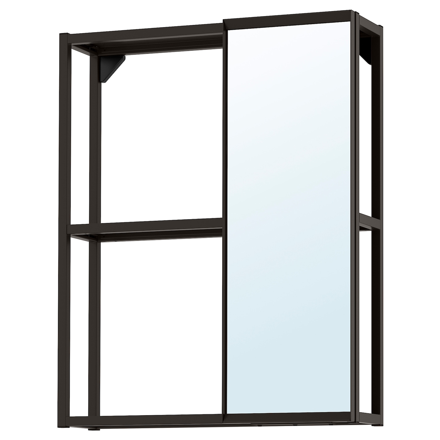 Открытый стеллаж с зеркалом - IKEA ENHET, 60х15х75 см, антрацит, ЭНХЕТ ИКЕА