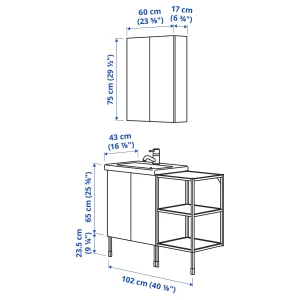 Комбинация для ванной - IKEA ENHET/TVÄLLEN/TVALLEN, 102х43х87 см, белый/светло-зеленый, ЭНХЕТ/ТВЭЛЛЕН ИКЕА
