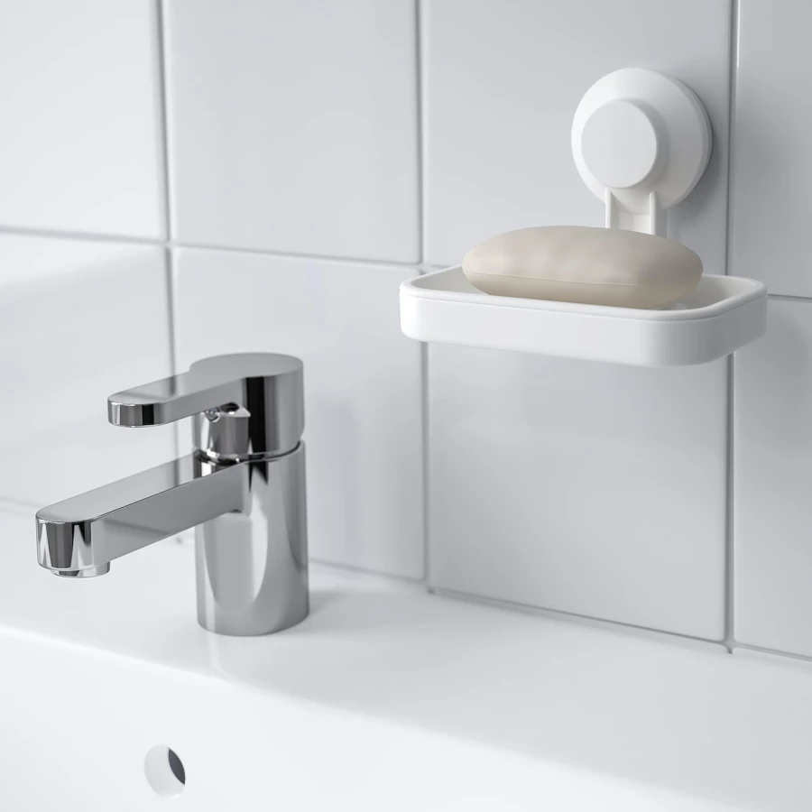 Дозатор для мыла - TISKEN IKEA/ ТИСКЕН ИКЕА,  14 см, белый (изображение №4)