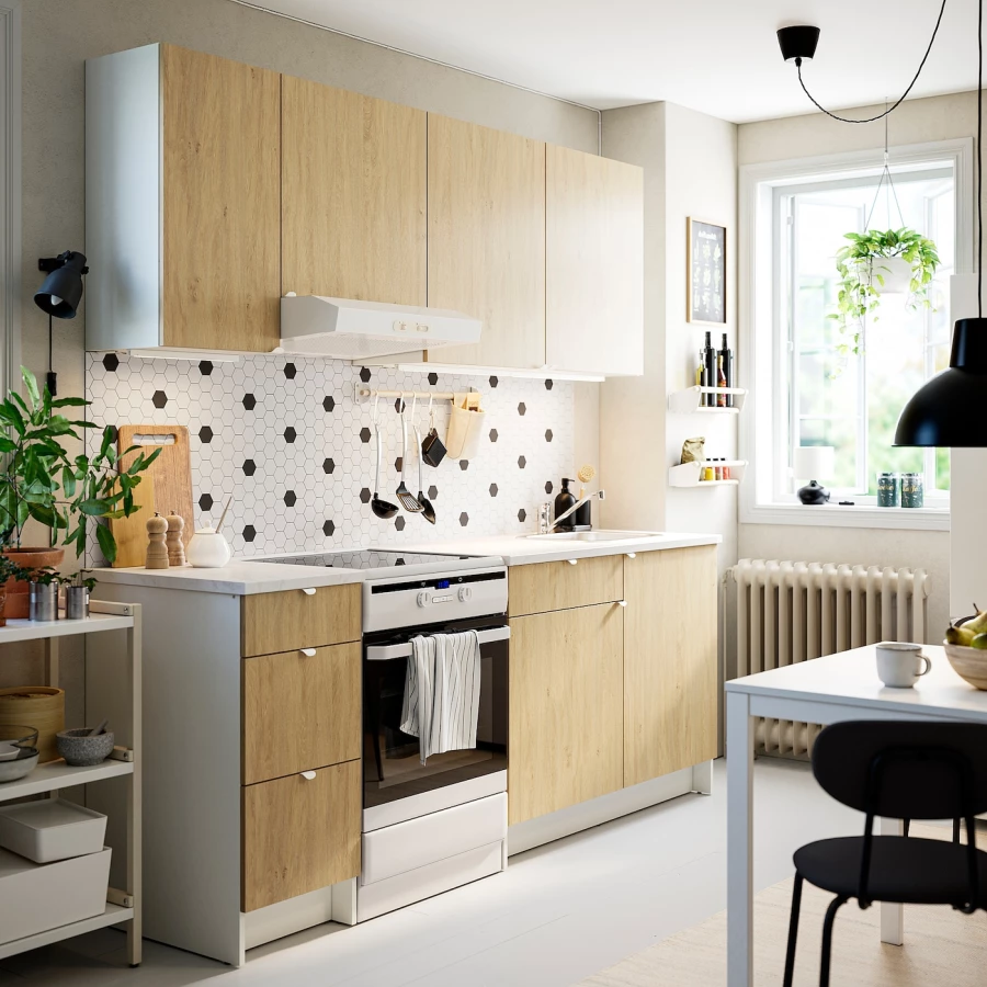 Комбинация кухонная прямая - KNOXHULT IKEA/ КНОКСХУЛЬТ ИКЕА, белый/под беленный дуб (изображение №2)