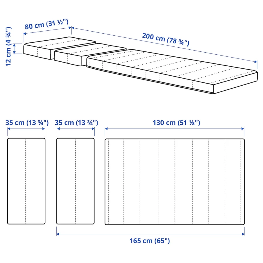 Матрас для раздвижной кровати - INNERLIG IKEA/ ИННЕРЛИГ ИКЕА, 80х200 см, белый (изображение №6)