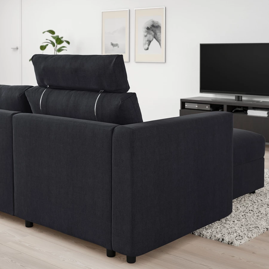 Подголовник для дивана - VIMLE IKEA /ВИМЛЕ ИКЕА, 70х20 см, черный (изображение №3)