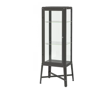 Шкаф со стеклянной дверью - FABRIKÖR IKEA/ ФАБРИКОР ИКЕА, 57x150х47 см, прозрачный/ темно-серый