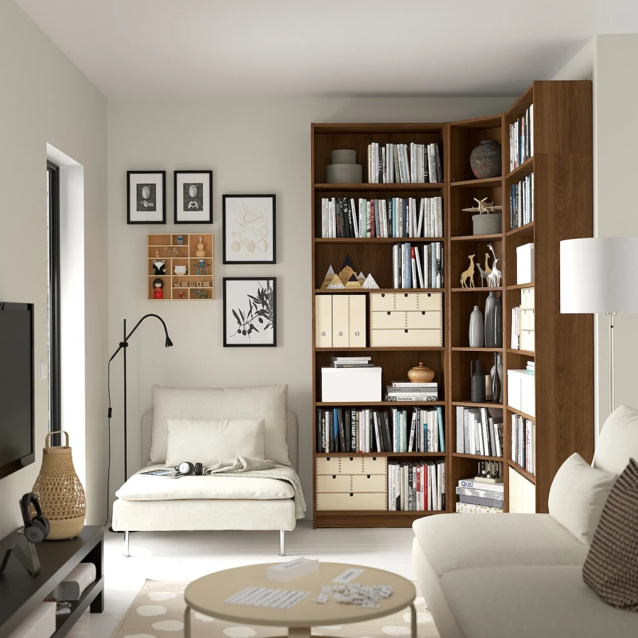 Книжный шкаф -  BILLY IKEA/ БИЛЛИ ИКЕА, 136х28х237 см, коричневый (изображение №3)