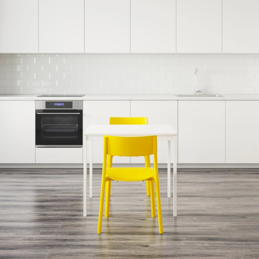 Набор кухонных столов - VANGSTA/JANINGE IKEA/ВАНГСТ/ЙАНИНГЕ ИКЕА, 120х80 см, белый/желтый (изображение №2)