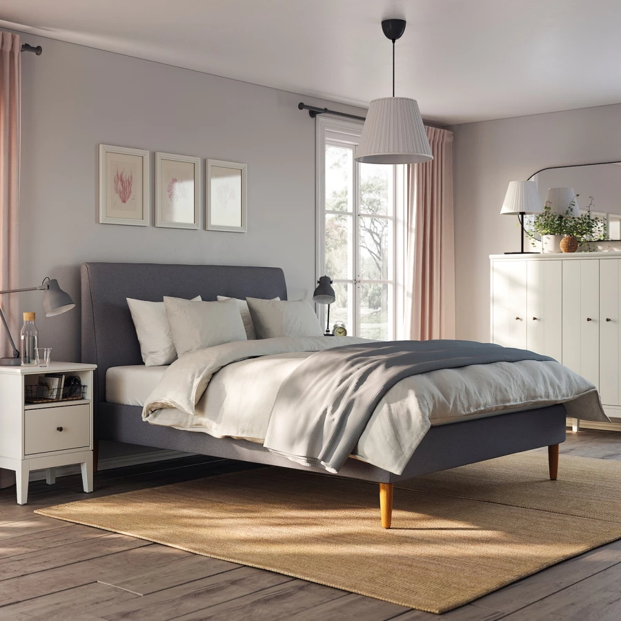 Двуспальная кровать - IKEA IDANÄS/IDANAS, 200х160 см, темно-серый, ИДАНЭС ИКЕА (изображение №3)