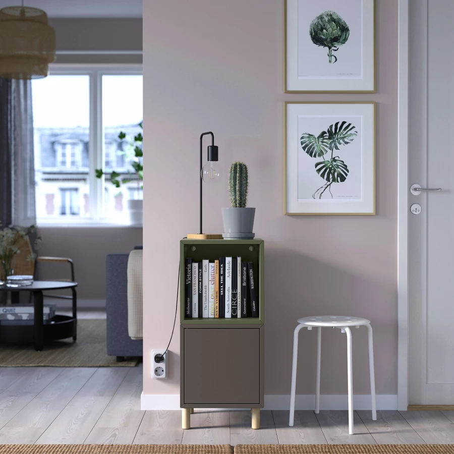 Комбинация для хранения - EKET IKEA/ ЭКЕТ ИКЕА,  80х35х70 см,  темно-серый/зеленый (изображение №3)