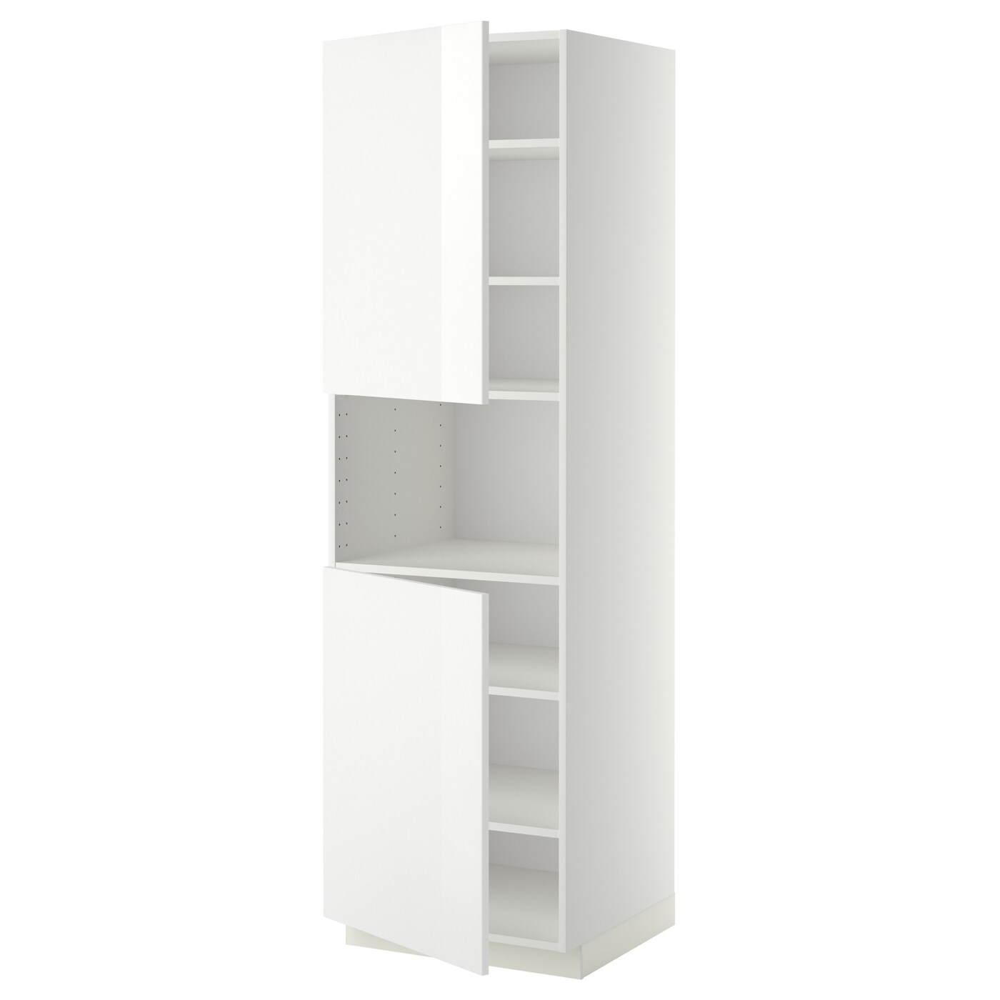 Кухонный шкаф-пенал - IKEA METOD/МЕТОД ИКЕА, 200х60х60 см, белый глянцевый