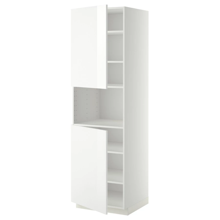 Кухонный шкаф-пенал - IKEA METOD/МЕТОД ИКЕА, 200х60х60 см, белый глянцевый (изображение №1)