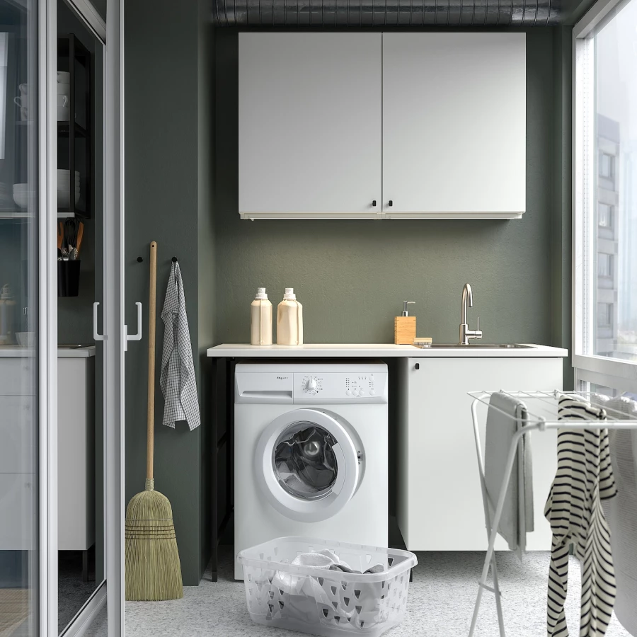 Комбинация для ванной - IKEA ENHET, 139х63.5х87.5 см, белый/антрацит, ЭНХЕТ ИКЕА (изображение №5)
