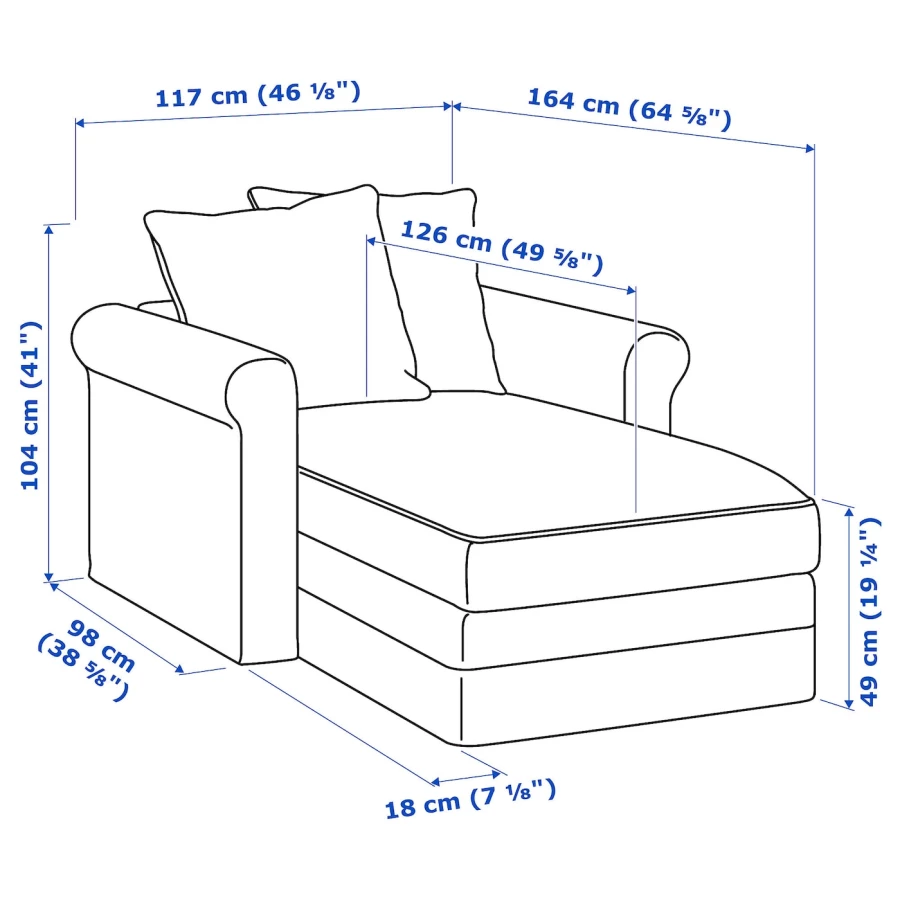 Кресло-кровать - IKEA GRÖNLID/GRONLID/ГРЕНЛИД/ГРЁНЛИД ИКЕА, 49х117х164 см, белый (изображение №9)