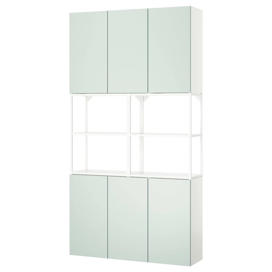 Книжный шкаф -  ENHET IKEA/ ЭНХЕТ ИКЕА, 225х120 см, белый/зеленый (изображение №1)