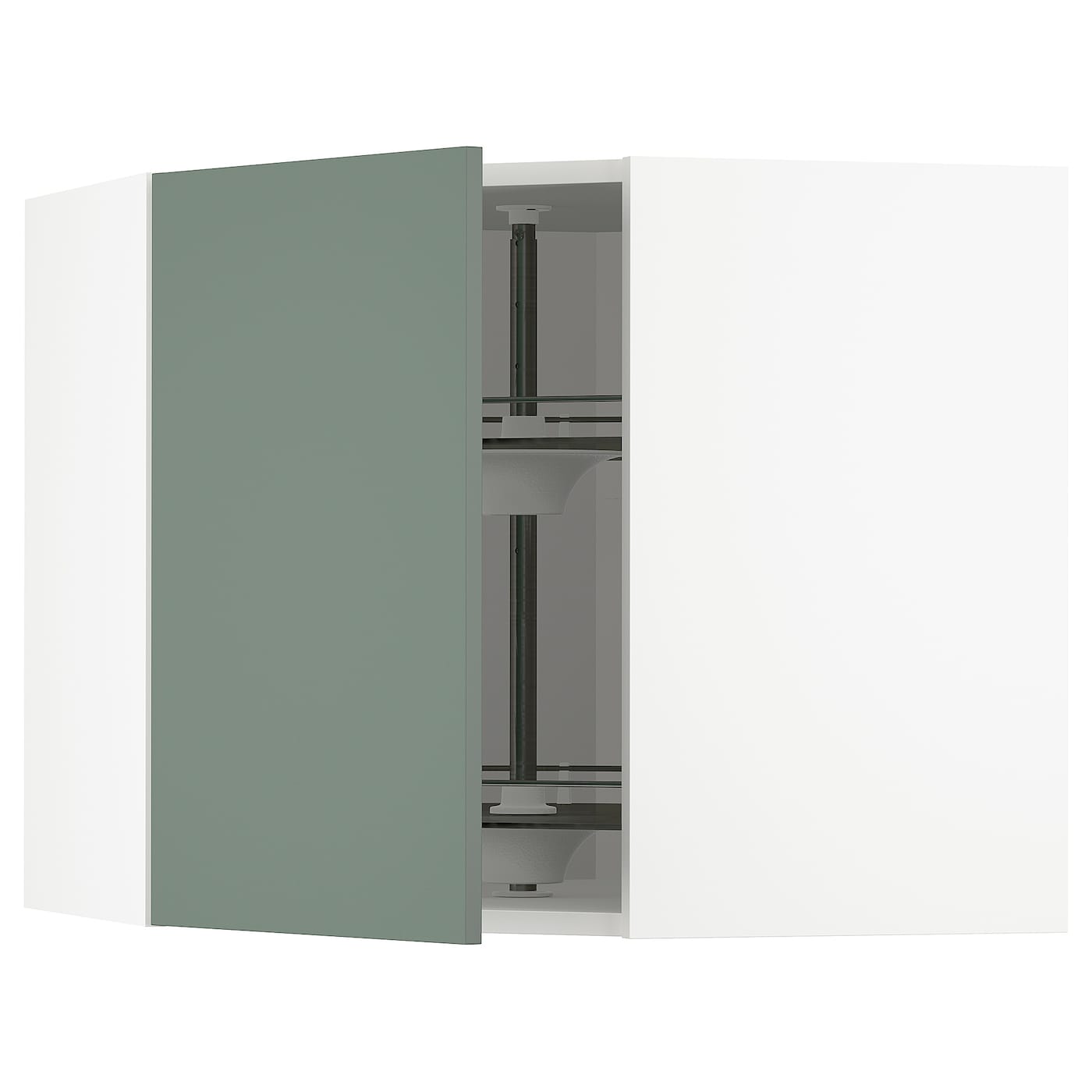 Угловой навесной шкаф с каруселью - METOD  IKEA/  МЕТОД ИКЕА, 60х68 см, белый/темно-зеленый