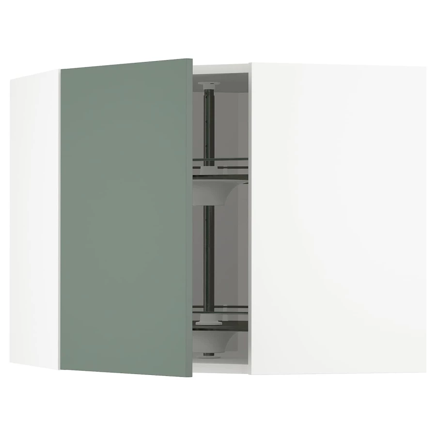 Угловой навесной шкаф с каруселью - METOD  IKEA/  МЕТОД ИКЕА, 60х68 см, белый/темно-зеленый (изображение №1)