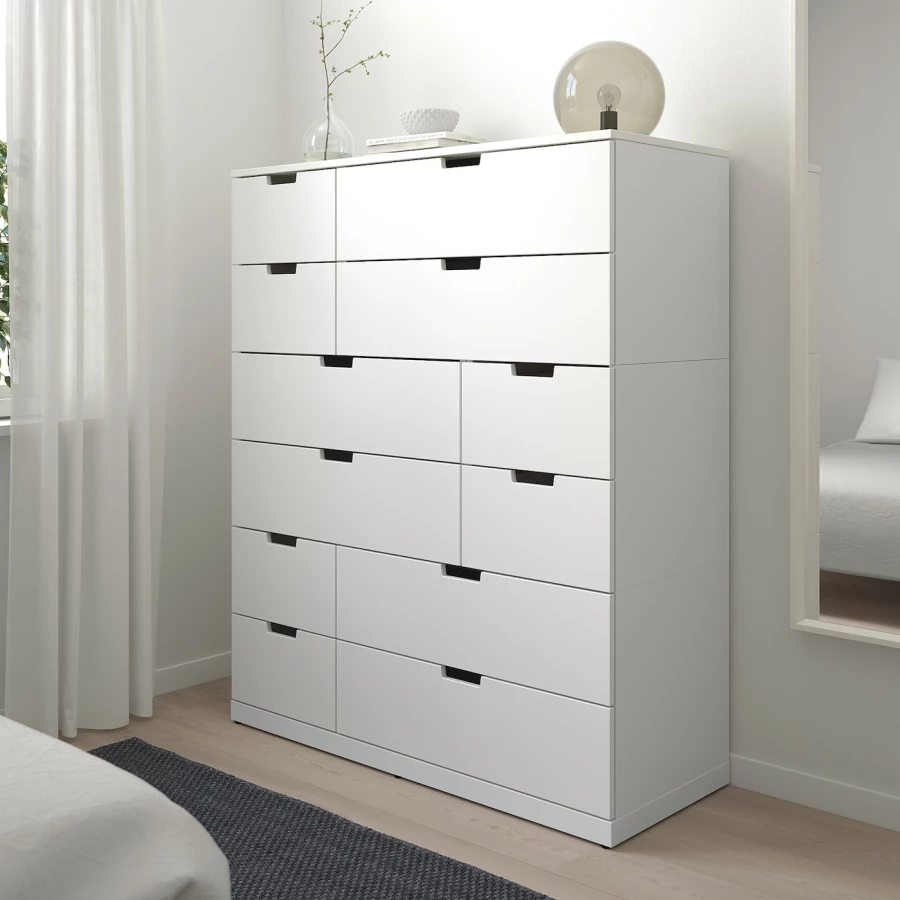 Комод - IKEA NORDLI/НОРДЛИ ИКЕА, 47х120х145 см, белый (изображение №4)