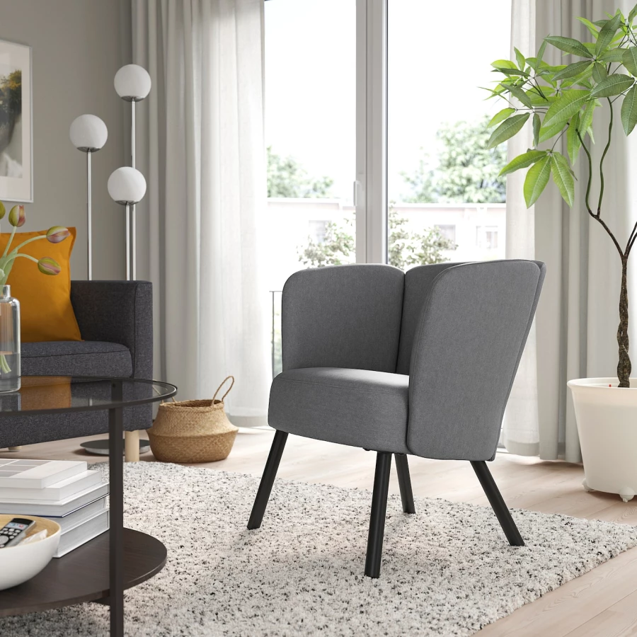 Кресло - IKEA HERRÅKRA/HERRAKRA/ХЕРРОКРА ИКЕА, 71х66х73 см, серый (изображение №2)