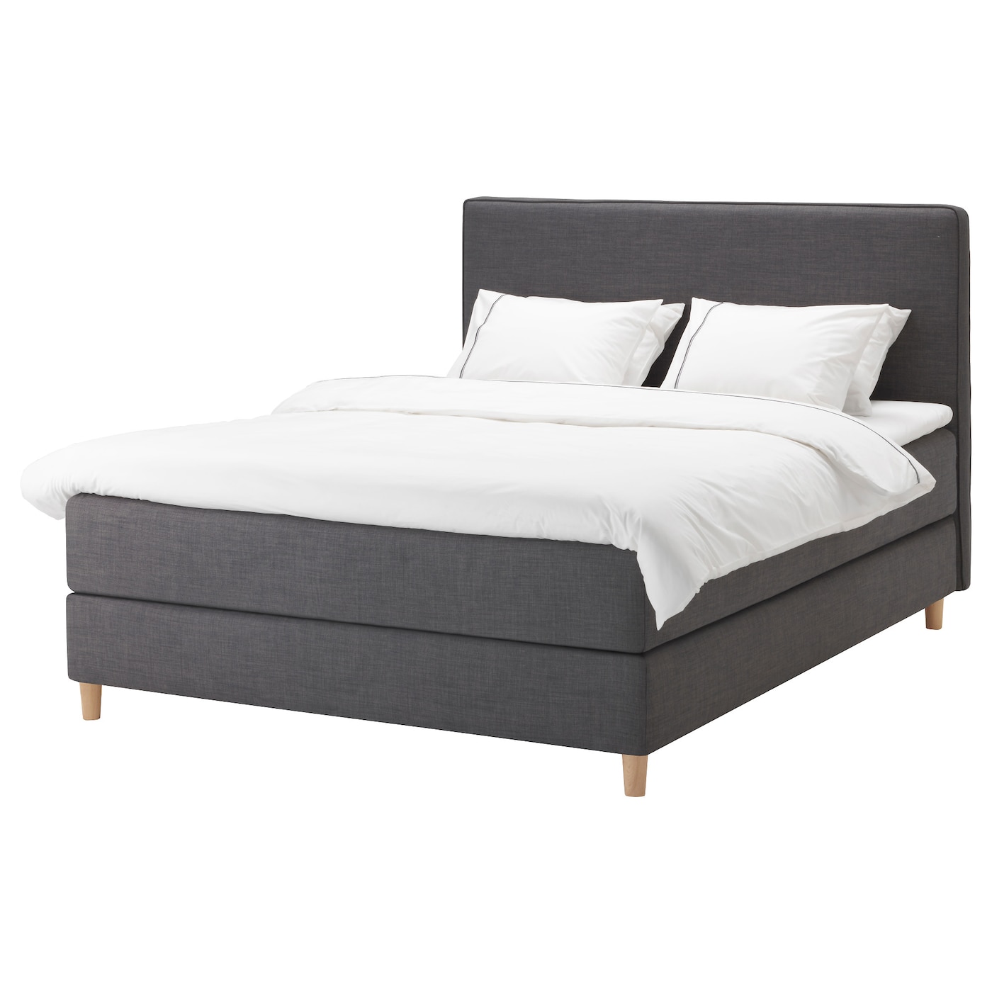 Кровать - IKEA DUNVIK, 200х140 см, матрас средней жесткости, темно-серый, ДУНВИК ИКЕА