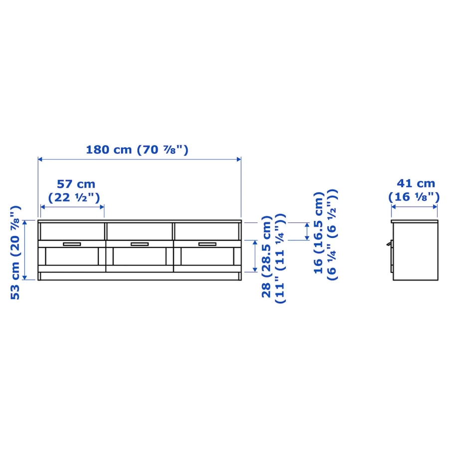 Тумба для ТВ - IKEA BILLY/BRIMNES, 340х41х202 см, белый, БИЛЛИ/БРИМНЭС/БРИМНЕС ИКЕА (изображение №9)