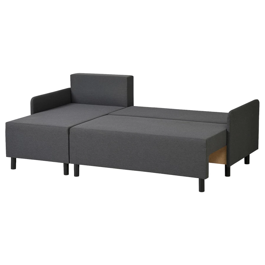 3-местный диван с кушеткой - IKEA BRUKSVARA/БРУКСВАРА ИКЕА, 203х85х80 см, черный (изображение №2)