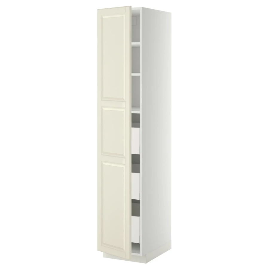 Высокий шкаф - IKEA METOD/MAXIMERA/МЕТОД/МАКСИМЕРА ИКЕА, 200х60х40 см, белый/кремовый (изображение №1)