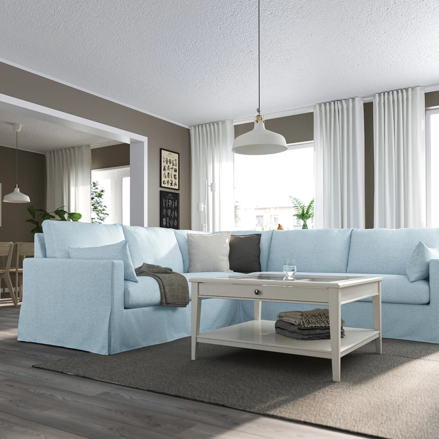 4-местный угловой диван - IKEA HYLTARP, 93x264см, синий, ХИЛТАРП ИКЕА (изображение №2)