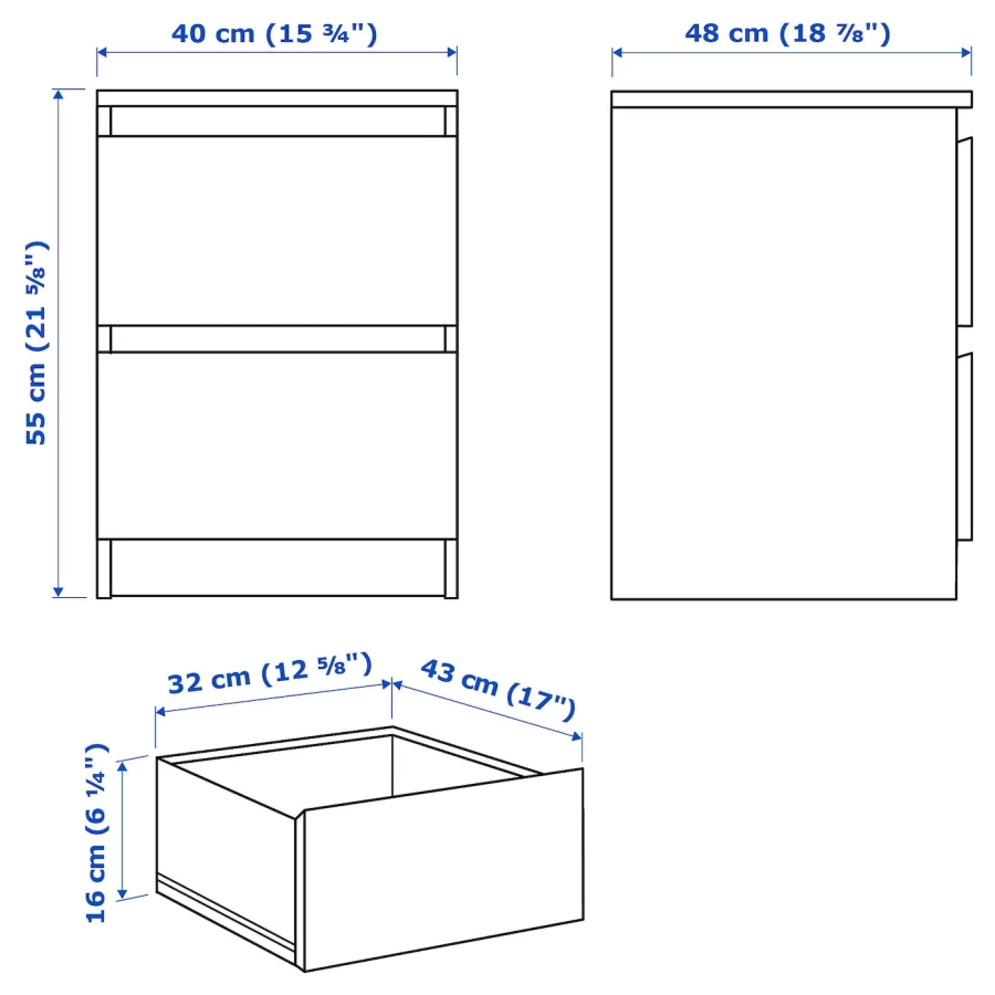 Комплект мебели для спальни - IKEA MALM/LINDBÅDEN/LINDBADEN, 140х200 см, черный, МАЛЬМ/ЛИНДБАДЕН ИКЕА (изображение №10)