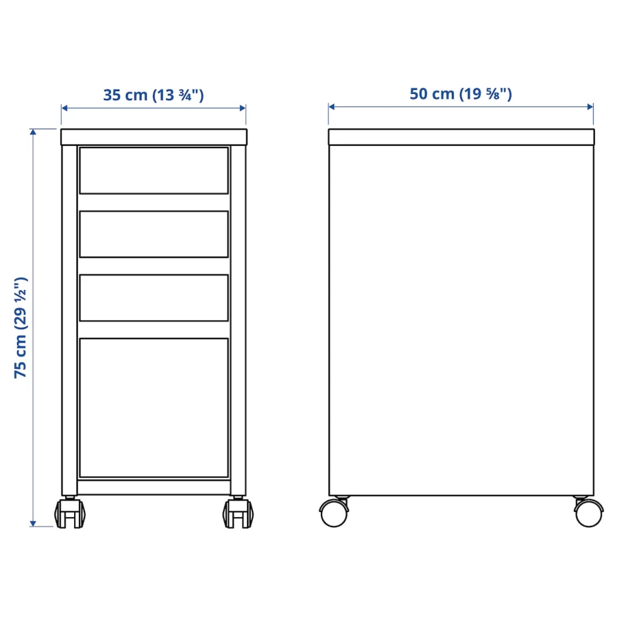 Комод с местом для документов - IKEA MICKE/МИККЕ ИКЕА, 35х50х75 см, черный (изображение №3)