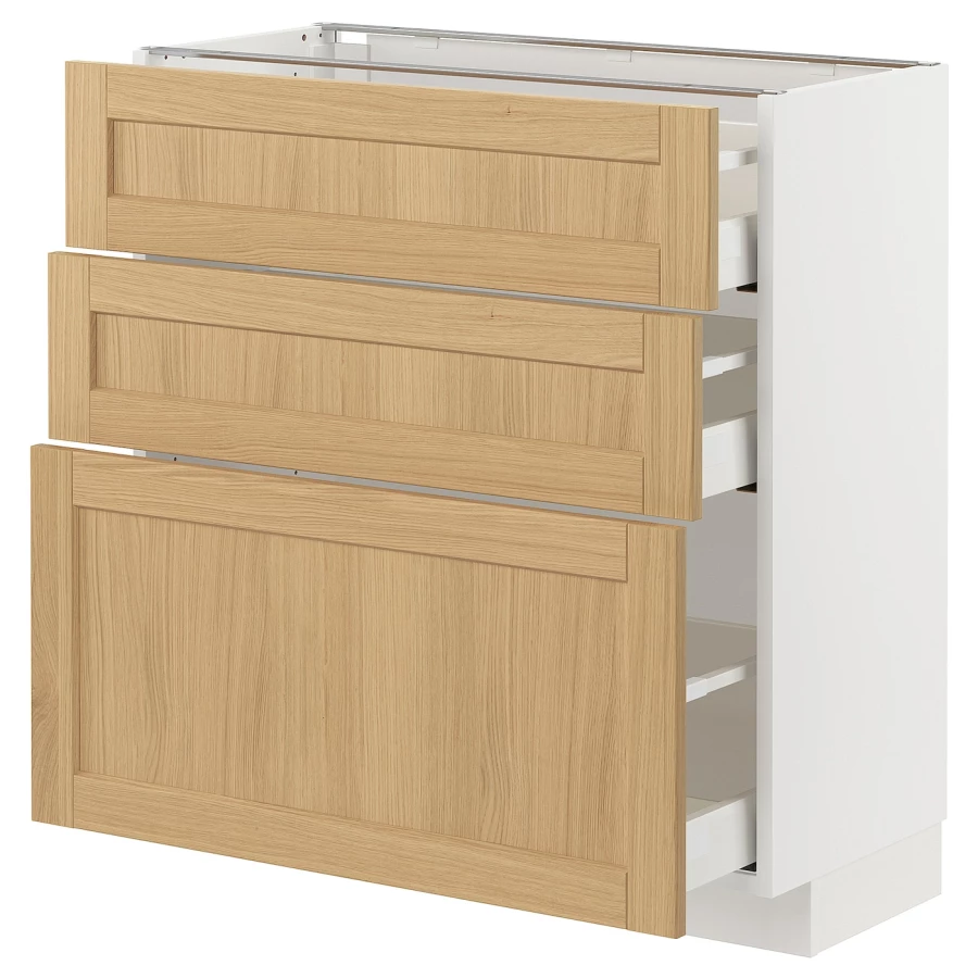 Напольный шкаф - METOD / MAXIMERA IKEA/ МЕТОД/ МАКСИМЕРА ИКЕА,  37х80 см, белый/под беленый дуб (изображение №1)