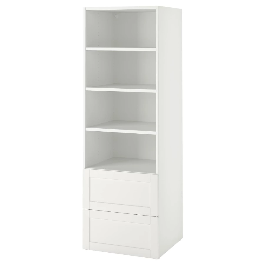 Детский книжный шкаф - PLATSA/SMÅSTAD IKEA/ ПЛАТСА/СМАСТАД ИКЕА, 57х60х181 см, белый (изображение №1)